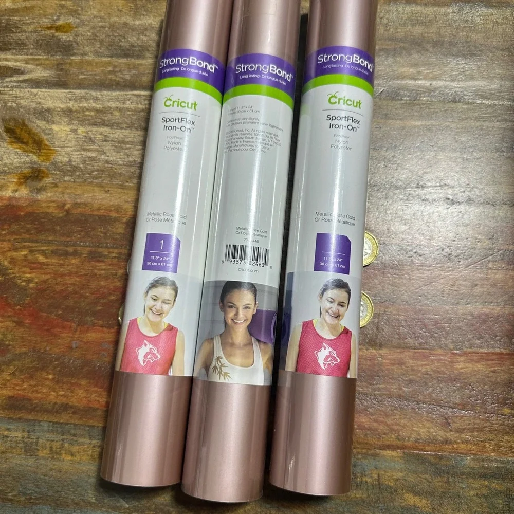 3 Pack Cricut SportFlex Iron-On Metallic Rose Gold Vinyl 11.8x24 StrongBond
